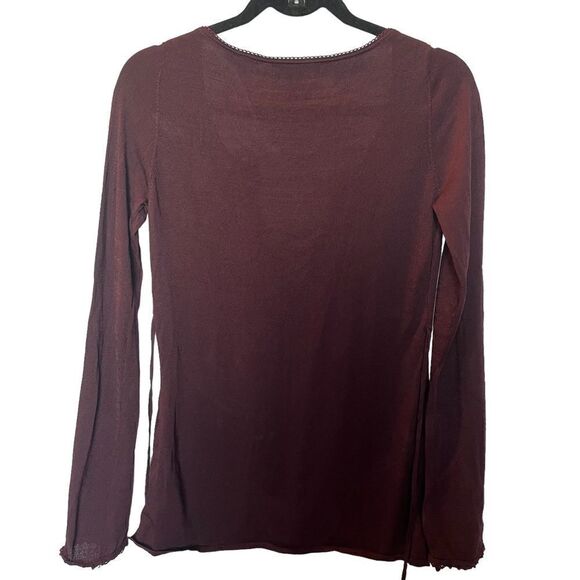 Nine West Women's Lace Up Blouse/Tunic  Burgundy Size Small, Long sleeve - Picture 8 of 9
